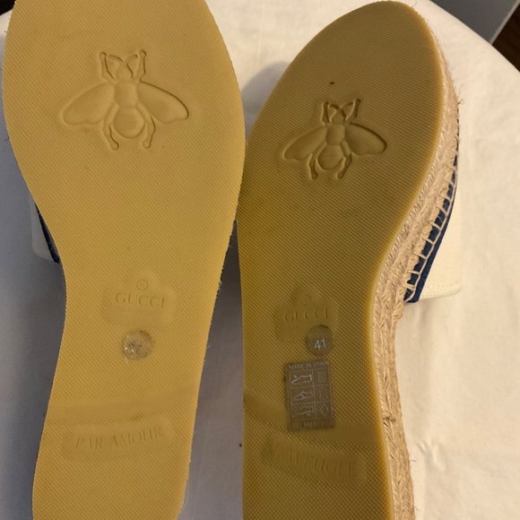 Gucci cream and blue canvas espadrilles slides size 41 - Picture 7 of 9